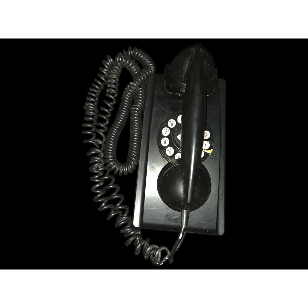 Vintage Crosley CR55 Black Wall Telephone  w/ Push Button Technology UNTESTED